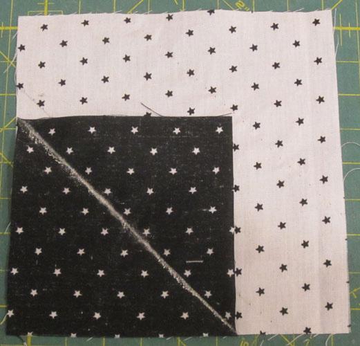 don t fit. Cut one set to start. 2. Sew one Black and one White triangle together.
