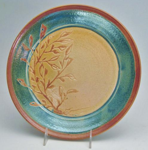 around center, lustrous golden brown rim blending into turquoise. So lustrous that the colours change with the change of viewing angle. 23.5x2.5cm (9.