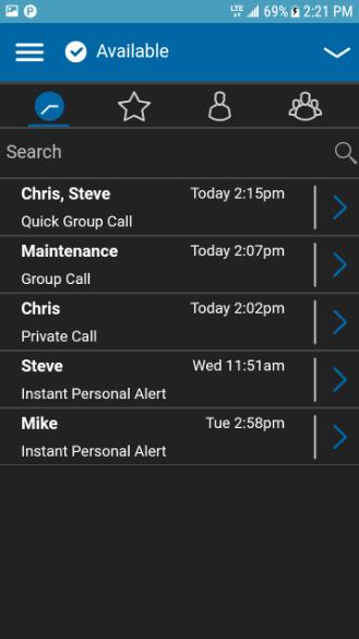 Call from History 1. Tap on the History tab to view the history of Calls and IPAs. History 2. Touch on the conversation you want to call, a call screen will be displayed as shown below.