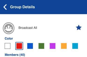 View Group Details Broadcast Talkgroup details (broadcasters only) Broadcast talkgroups are managed by the corporate administrator and can have a large