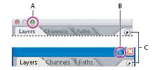 A. Menu Bar Contains menus organized by tasks. For example, the Layers menu contains commands for working with layers.