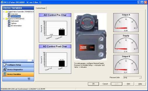 Fieldbus Control Valve Positioner Data Provides: Continuous (not on-demand) Performance Diagnostics: Actuator/tubing leakage, air supply availability, calibration shift, etc.