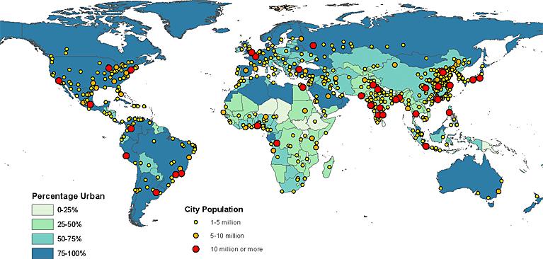 Cities face multiple challenges: population growth More than 50% of the world population live in cities in 2013* More than 75% of the world s urban population is expected to live in cities