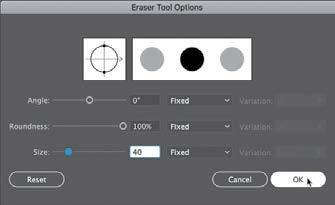 Selecting the shape(s) before erasing limits the Eraser tool to erasing only the selected shape(s). 2 Double-click the Eraser tool ) in the Tools panel.