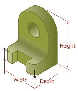 Principal Dimensions The three principal dimensions of an object are width, height, and depth. The front view shows only the height and width of the object and not the depth.