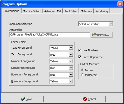 Environment Setup Environment Setup allows you to Change the language the software runs in, specify the folder in