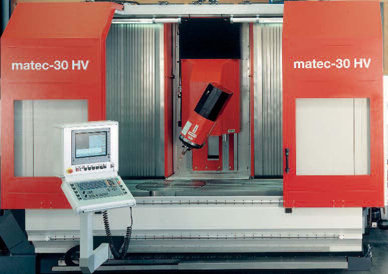 Horizontal and vertical machining matec-30 HV matec-30 HV with integrated rotary table 1,450 mm matec-30 HV with two traveling columns and 9 CNC axes The machine concept of matec-30 HV is based on