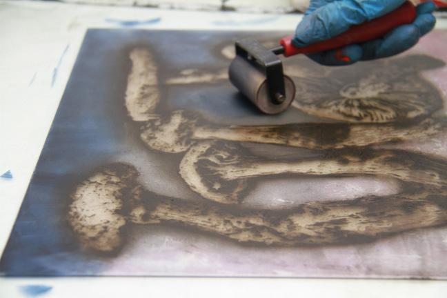 Additionally, artists have plenty of room to incorporate monotype, additional stenciling and other printmaking techniques to stretch their