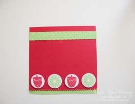 Step 11 Using Stampin Dimensionals adhere the strawberry and lime 1-1/4 circles to the