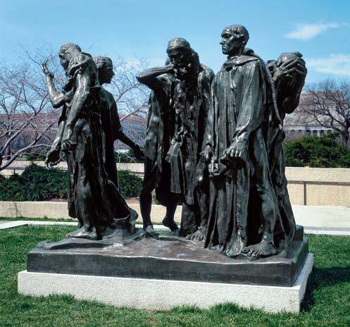 Because lost wax pieces are hollow casts, the artist can create works at a larger scale without worrying about weight Title: The Burghers of Calais Artist: Auguste Rodin Date: 1884 1885