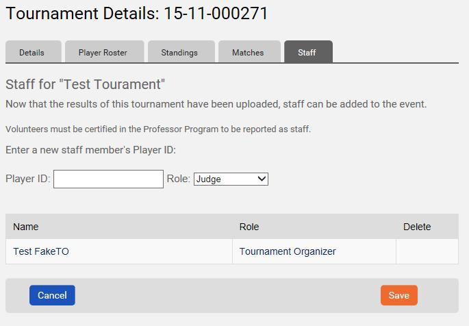 14. To add Judges, Scorekeepers, Administrators, or Translators to the Tournament log, return to your Tournament Details after uploading your results.