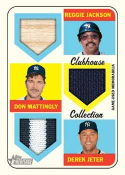 Clubhouse Collection Triple Relic Card CLUBHOUSE COLLECTION TRIPLE RELIC Triple uniform and/or bat relic cards featuring players from 1969 matched with a current player from the same franchise.