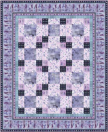 Oh! Sew Beautiful QUILT 2 harcoal Version Blue/Lavender Version eaturing fabrics from the Oh! Sew Beautiful collection by e leuriot for abric Requirements Blue/Lavender Version () 3276-75.