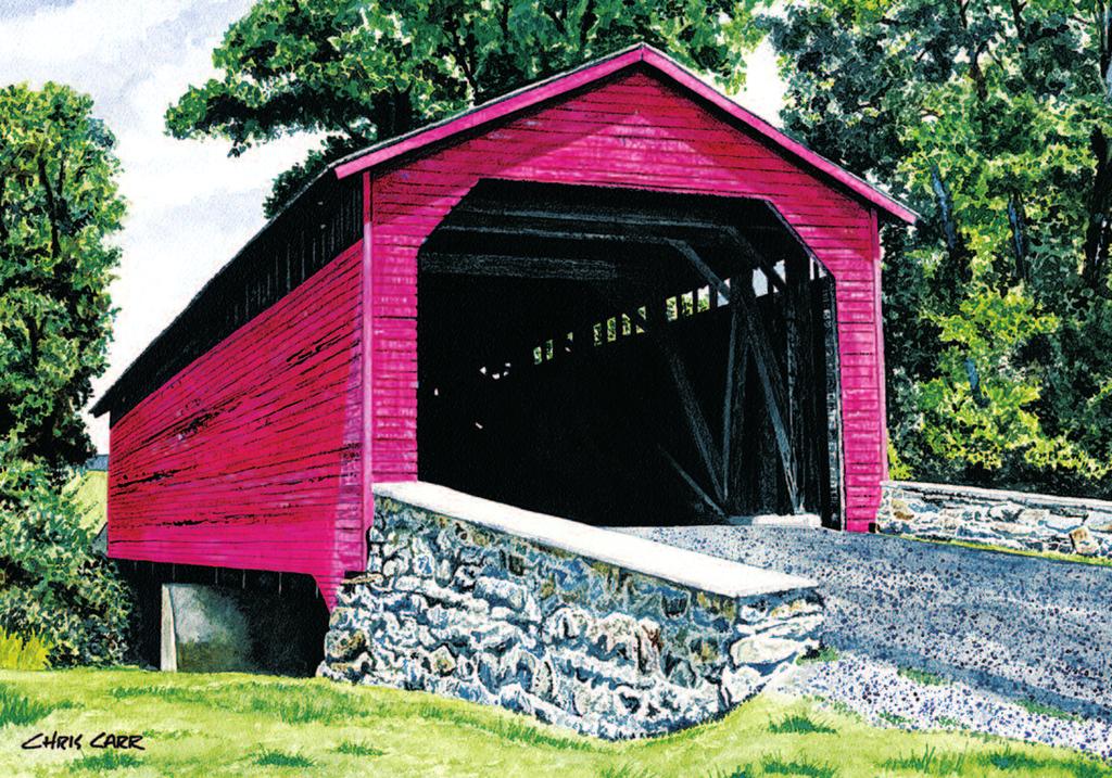 Carr s photorealistic style pulls the reader back to capture the true feeling of Frederick s rustic landscape like these images of the Utica Mills covered bridge (above), a classic Farmall tractor