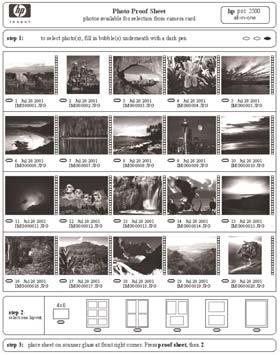Capitol 6 Card de memorie şi PictBridge 1 Selectaţi fotografiile pe care doriţi să le tipăriţi utilizând un creion sau un pix negru pentru a înnegri pe index cercurile corespunzătoare imaginilor.
