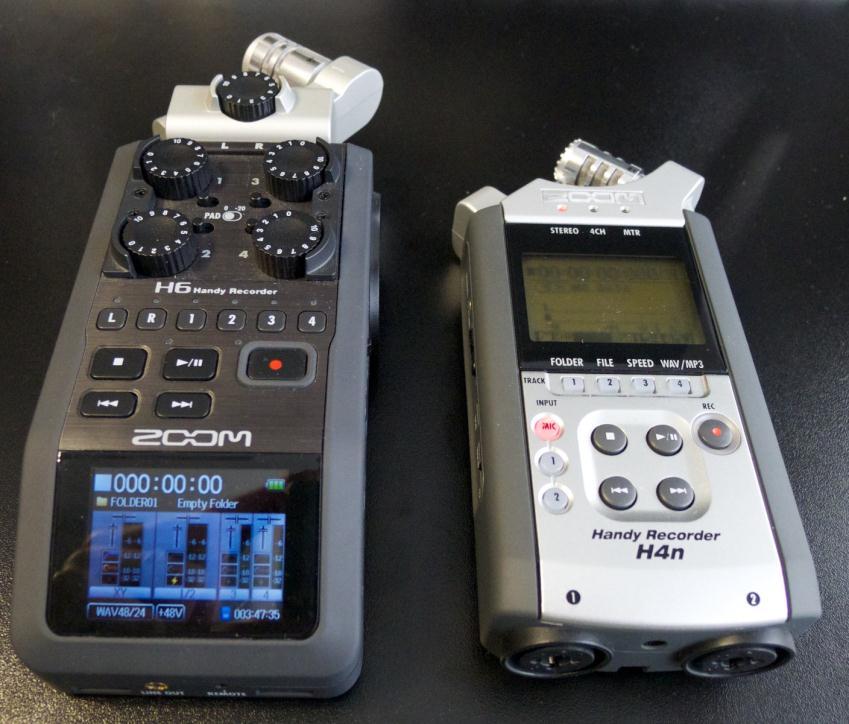 33 PICTURE 2. Zoom H6 Recorder on the left and the smaller H4n on the right.