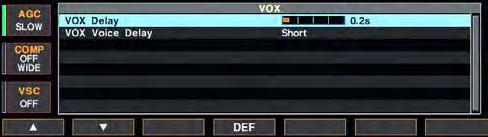 6 FUNCTIONS FOR TRANSMIT VOX function The VOX (Voice-Operated Transmission) function switches between transmit and receive with your voice.
