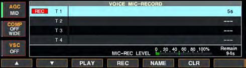 7 VOICE RECORDER FUNCTIONS Recording a message for transmit To transmit a message using a voice recorder, record the desired message in advance as described below.
