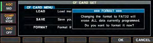 SET MODE 12 CF card set menu D CF card set screen arrangement CF card set menu Format menu (p. 12-26) Setting load screen (p. 12-24) Setting save screen (p. 12-23) Load option set mode (p.