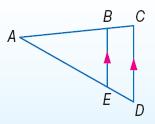 TRIANGLE PROPORTIONS Triangle Proportionality Theorem (Triangle Side Splitter Theorem) Example Figure A line segment divides two sides of a triangle into segments of proportional lengths if and only