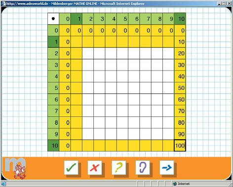 Multiplication Tables Exercise 1 Multiplication tables The numbers 1 and 10 To give in one of the rows, click on the numbers with the dark green background for the corresponding column or line.