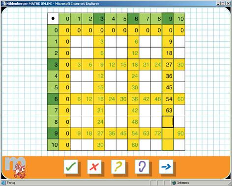 Multiplication Tables Exercise 4 Multiplication tables The numbers 3, 6 and 9 To give in one of the rows, click on the numbers with the dark green background for the corresponding column or line.