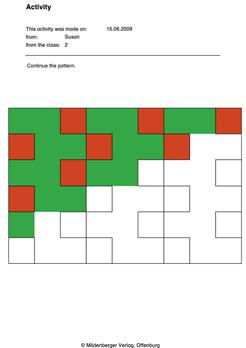 The pattern is multiplied by the programme and the black lines dividing squares of the same colour are
