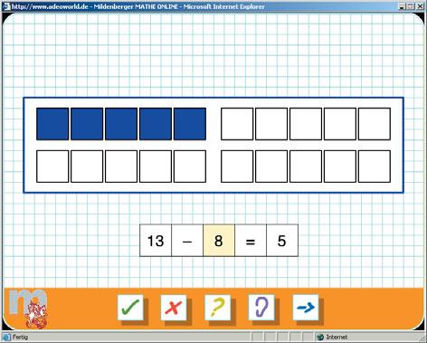Calculating with the 20 chart Exercise 1 Solving addition sums over 10 using the 20 chart Tip: Click on the tiles to make them appear or disappear.