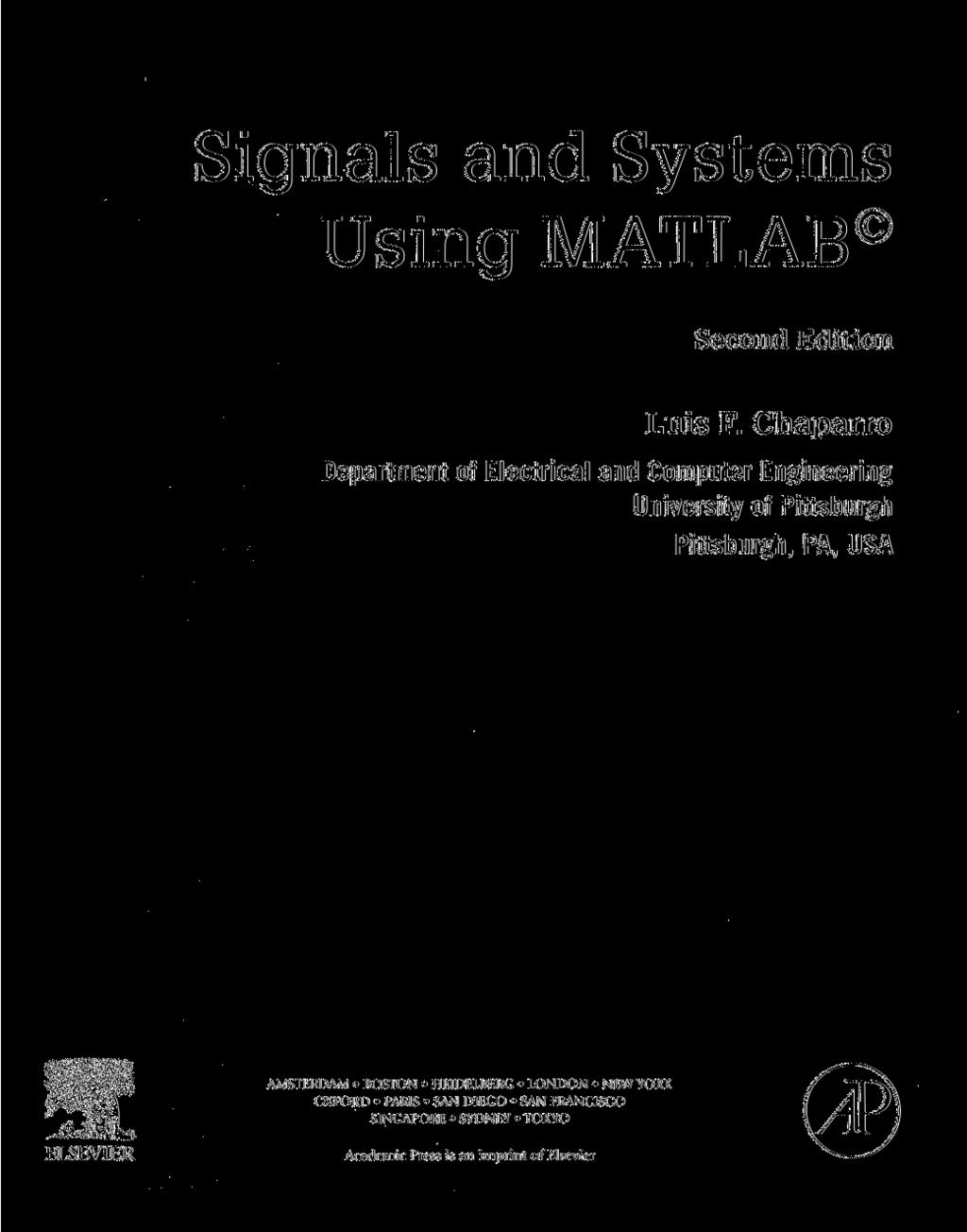 Signals and Systems Using MATLAB Second Edition Luis F.