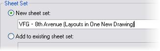 AutoCAD Civil 3D 2009 Education Curriculum NOTES 10. On the Sheet Set page, for New Sheet Set, enter VFG 8 th Avenue (Layouts in One New Drawing). 11. For Sheet File Name, click Edit Sheet File Name.
