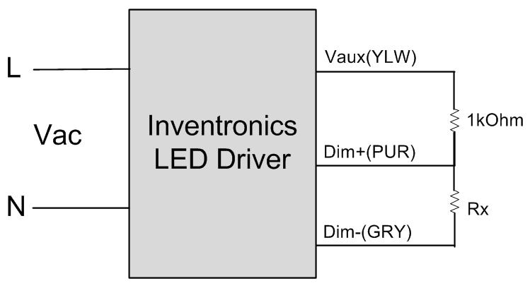 EUC026SxxxDS(PS) Implementation 2: External Resistor Implementation 3: External Resistor Notes: Do not connect the Dim to the V, otherwise, the LED driver cannot work normally.