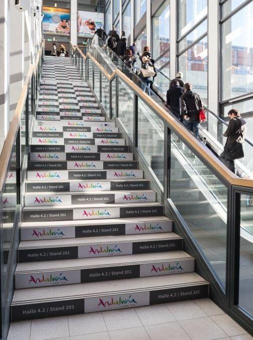 Stairs Graphic Highlight your brand to attendees by sponsoring the Stairs within the event Registration area.