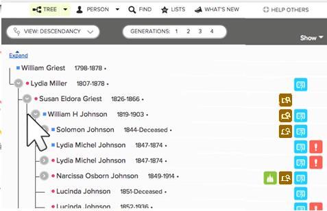 use the Descendancy View in Family Tree to find them. OR- Use FindaRecord.com to find and make the list for you.