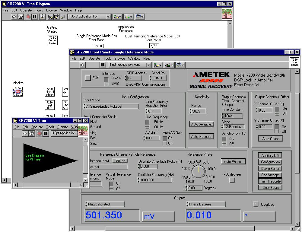 LabVIEW Driver Software A LabVIEW driver for the instrument is available from the website, offering example VIs for all its controls and outputs, as well as the usual Getting Started and Utility