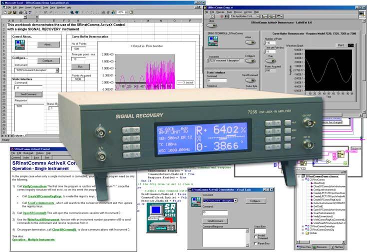 The SRInstComms control handles all the communications between your software and the instrument(s) via the RS232 and/or GPIB interfaces, leaving you free to develop the code to run your experiment.