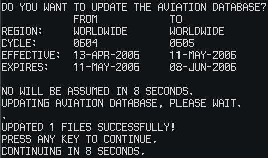 Appendix 3) Press the ENT Key to start the database update. A prompt similar to the following is displayed: Database Update Confirmation 4) After the update completes, the PFD starts in normal mode.
