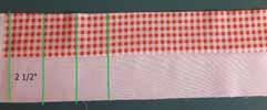 1. Sew a colored and background strip RST the length of the strips. Press towards the dark fabric. 2.