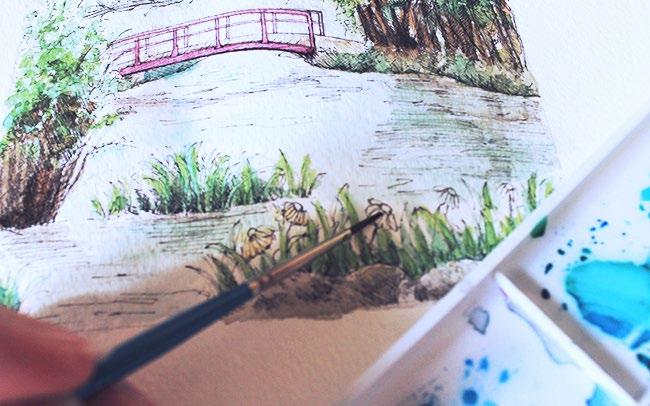 HOW TO PAINT A PICTURESQUE POND If you enjoy sketching sceneries and landscapes from life, this mixed media technique with pen, ink and watercolor is perfect for capturing what is right in front of