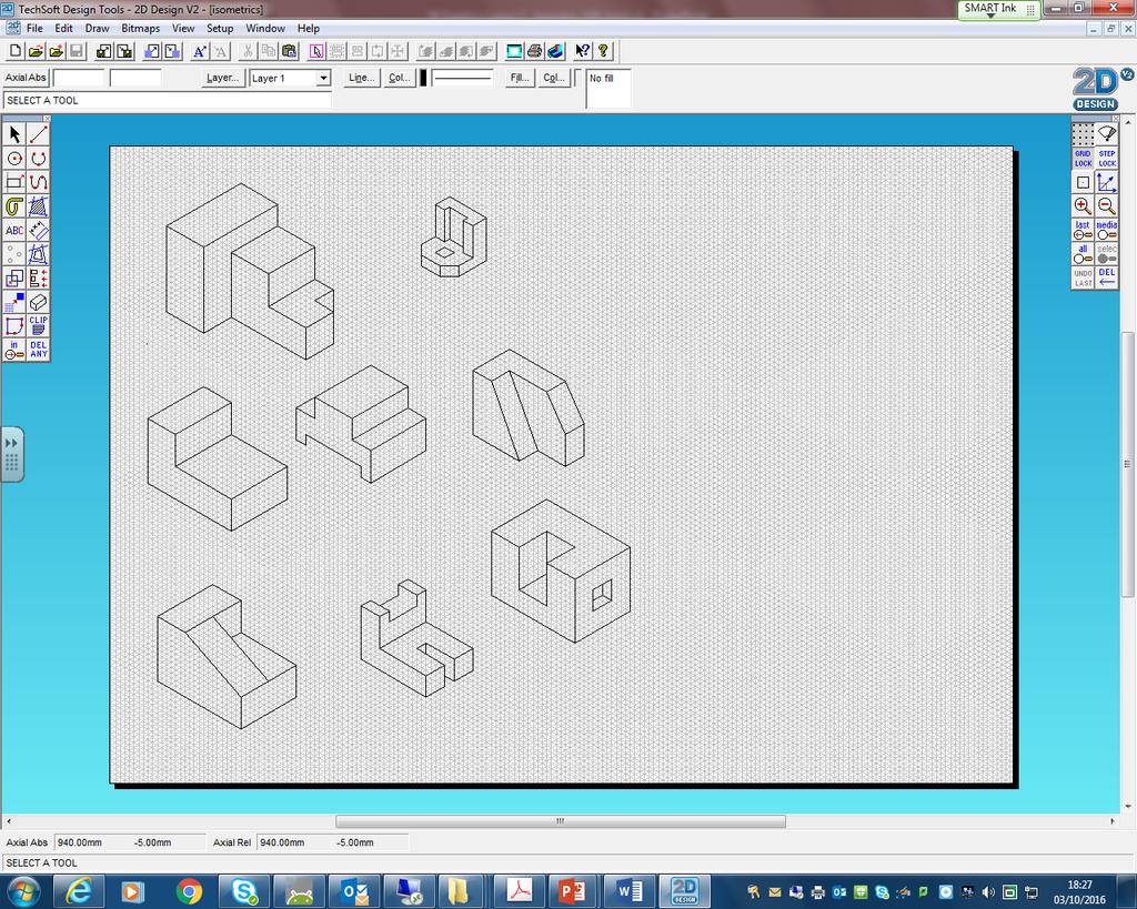 Year 7Isometric (25mins) Task 3: You will learn how to draw a 3D isometric shape using 2D Design - CAD Follow each step on teacher demo