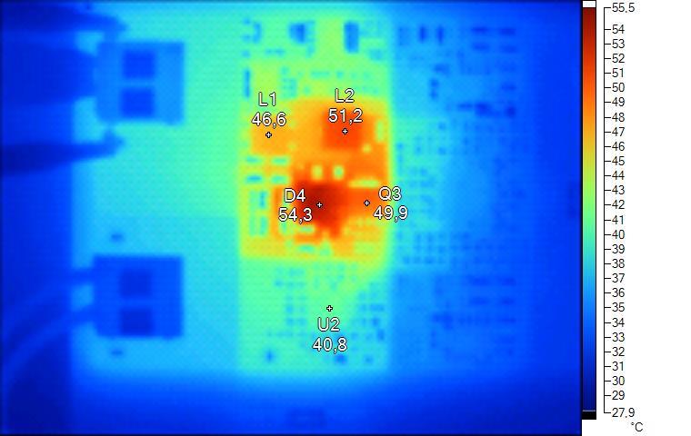 2.3 Thermal Images LM5150-Q The thermal image (Figure 7) shows the circuit at an ambient temperature of 20 C with an input voltage of 6.0V and 1.0A load on the output.