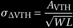 Threshold voltage mismatch Standard deviation of the absolute threshold voltage