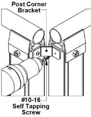 Place a 5/16x3/4 flange bolt through the holes in the handrail post and thread into the cage nut, do not fully tighten flange bolts until each flange bolt has been started (Fig.3.2).