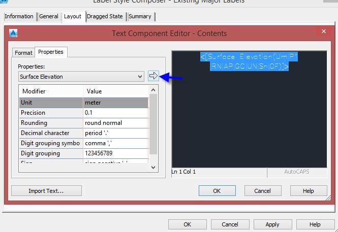 This indicates a one decimal contour lable will be used. 10. Click the arrow button to inject this value into the entry area at the right. Your dialog should look like figure below. 11.