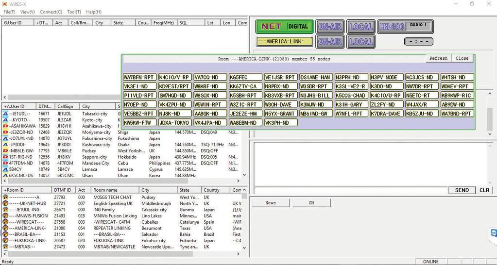 Photo 6: A screenshot of the WIRES-X Activation Software when connected to the America Link node.