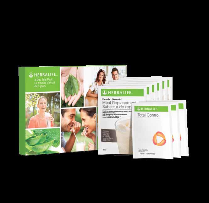The 3-Day Trial Pack The 3-Day Trial Pack gives you 6 delicious meal replacements and our Total Control Enhancer, which is amazing. When we talk, I will customize how much protein, etc.