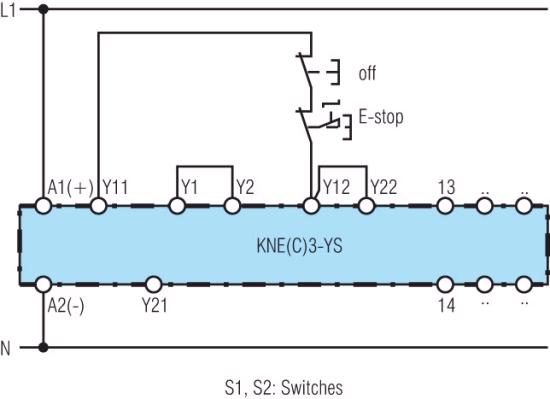 guided NC contact) Single channel emergency stop circuit This circuit does not have any