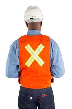 are worn in an around moving vehicles at construction sites to indicate the presence of the