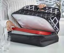 thermal shield tote insulates hot OR cold food.