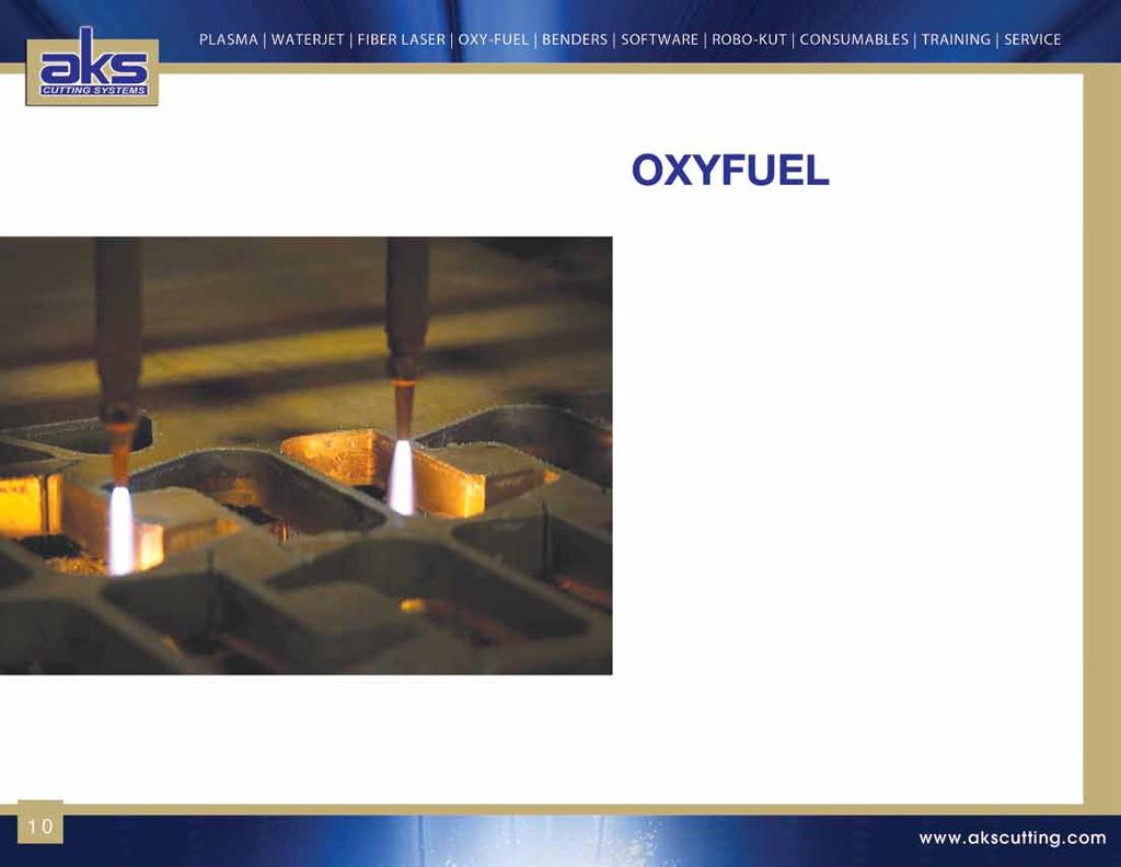Oxy-fuel cutting, or flame cutting, relies on steel s chemical reaction with oxygen to melt the steel.