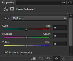You may need to use the Magnify tool to view the areas to be selected. 4. Choose Layer > New Adjustment Layer > Color Balance.